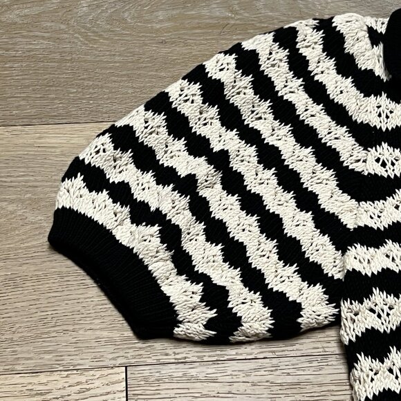 NWT Anthropologie Maeve Striped Crochet Sweater Knit Short Sleeve Cardigan Small - Picture 5 of 11